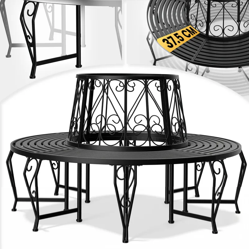 Casaria® Baumbank Bree Schwarz Metall Ø160cm, Schwarz, – Produktbild 1 von 2