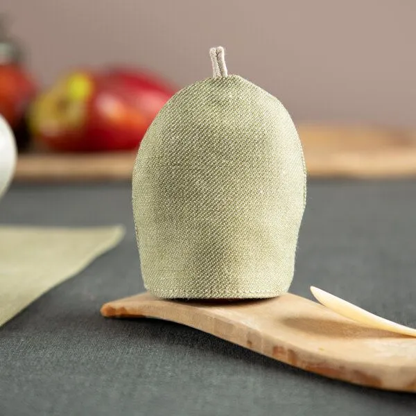 nahtur-design nahtur-design Eierwärmer aus Bioleinen mit Feinloden | Bring Farbe auf Deinen Tisch, Moos (grün), – Produktbild 4 von 5