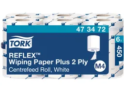 Tork Tork Reflex Mehrzweck-Papierwischtücher M4, 6 x 450 Blatt, 2-lagig, weiß – Produktbild 1 von 1