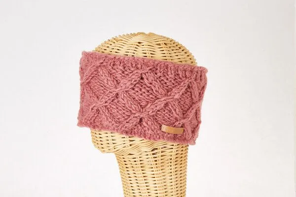 short'n'pietz short'n'pietz Schurwollstirnband mit Zopfrautenmuster, handgestrickt, Altrosa, – Produktbild 1 von 1