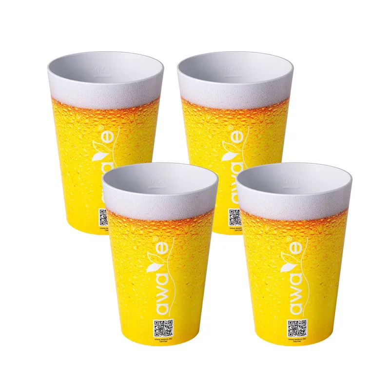 AWAVE Trinkbecher 500 ml rPET Set 4-teilig, mit Eichstrich – Produktbild 1 von 4