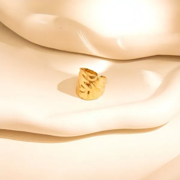 ELEKTROPULLI Elektropulli Größenverstellbarer Swing Structure Ring, 2 cm breit, Gold, – Produktbild 3 von 4