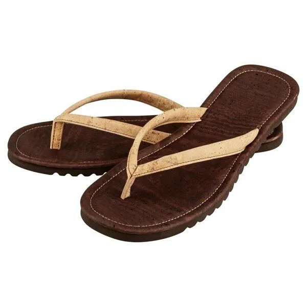 Kork-Deko Kork-Deko Flip Flops für Herren | Zehentrenner aus Kork - braun mit hellem Riemen - Gr. 39-45 – Produktbild 1 von 4