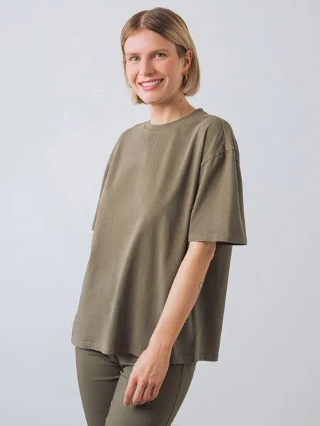 Honest Basics Honest Basics OG Shirt aus Bio- und recycelter Baumwolle, Khaki, – Produktbild 3 von 4