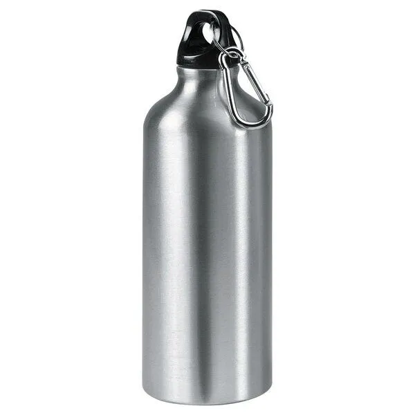 elasto elasto Aluminiumflasche "Sporty" 0,6 l - Outdoorflasche mit Karabiner, Silber, – Produktbild 1 von 3