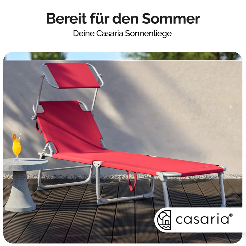 Casaria® Gartenliege Hawaii Rot Alu 190x60x30cm – Produktbild 2 von 2