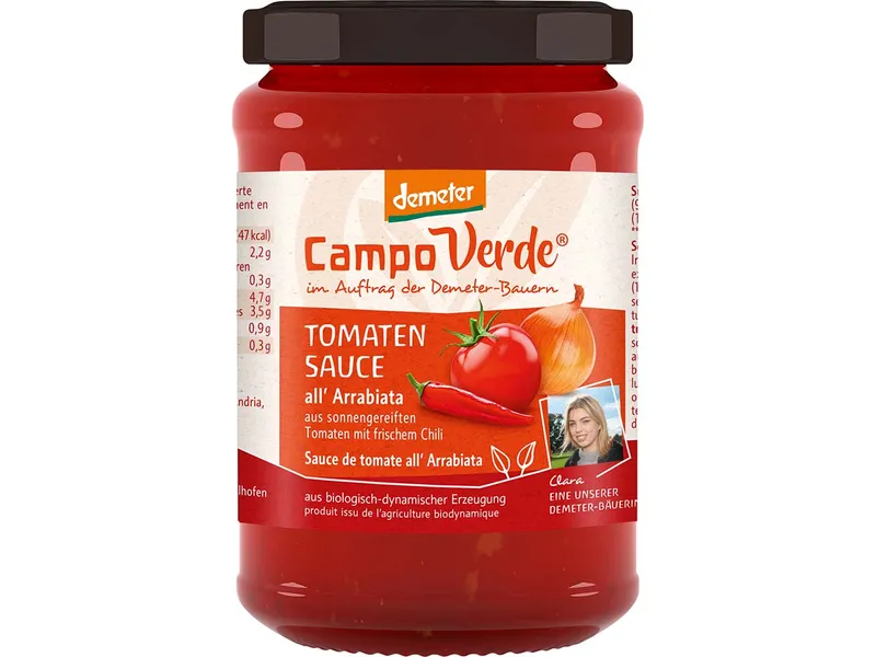 Campo Verde Campo Verde Bio-Tomatensauce "all' Arrabiata" mit frischem Chili, 345 g – Produktbild 1 von 1