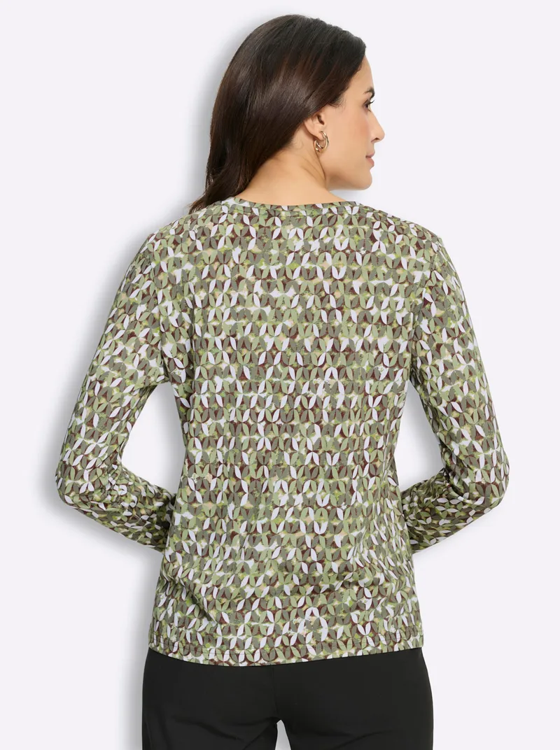 Witt Print-Shirt khaki-lindgrün-bedruckt, Khaki-lindgrün-bedruckt, – Produktbild 2 von 2