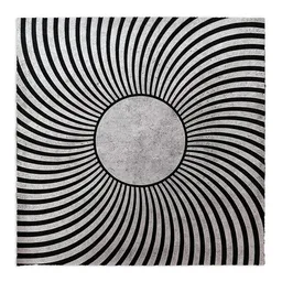 Veskor Cassiopeia Veskor Cassiopeia PSYCHEDELIC SUN Op-Art Linoldruck | 40 x 40 cm | Silber/Amethyst auf Schwarz – Produktbild 1 von 1