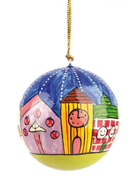 El Puente El Puente Deko-Anhänger "Weihnachtsstraße" | Fair Trade & Handmade aus Indien, Mehrfarbig, – Produktbild 1 von 1