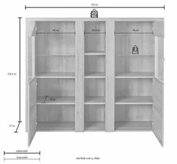 OTTO home Highboard Larona, zeitlose Hochkommode mit 2 Türen, Türkommode, Höhe 129,5 cm, Anrichte mit dekorative Rahmenoptik, Türen mit Glaseinsatz – Produktbild 1 von 1