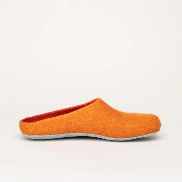 Magicfelt Magicfelt Filz-Hausschuh AP 701 aus 100% Merino-Wolle Pantoffeln für Damen & Herren mit Ledersohle, Orange, – Produktbild 2 von 4
