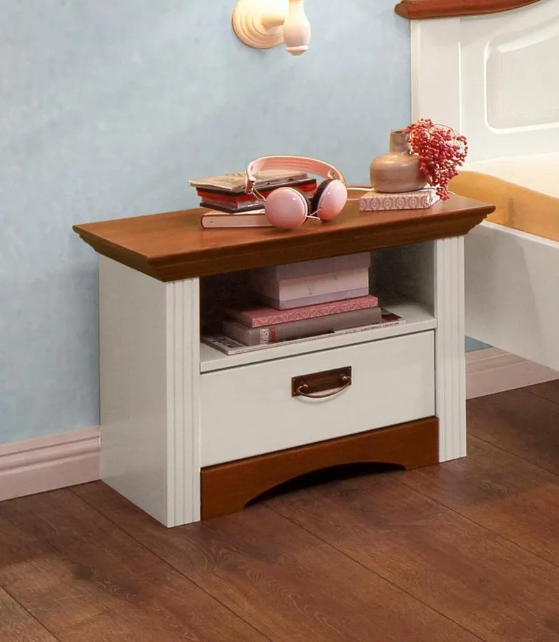 OTTO home Nachtkonsole Konrad, Nachtkommode, Nako, im Landhausstil, rustikal, aus massiver, FSC®-zertifizierter Kiefer, Weiß, – Produktbild 2 von 8