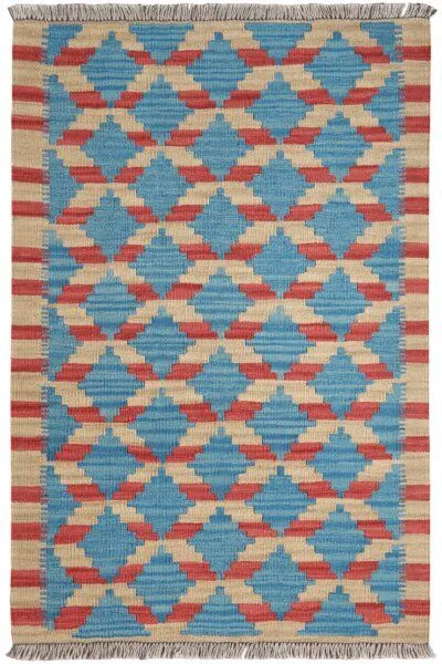 Rugtales Kelim Gashgai „Rugtales“ aus Schurwolle, 79x120 cm, Blau, – Produktbild 3 von 4