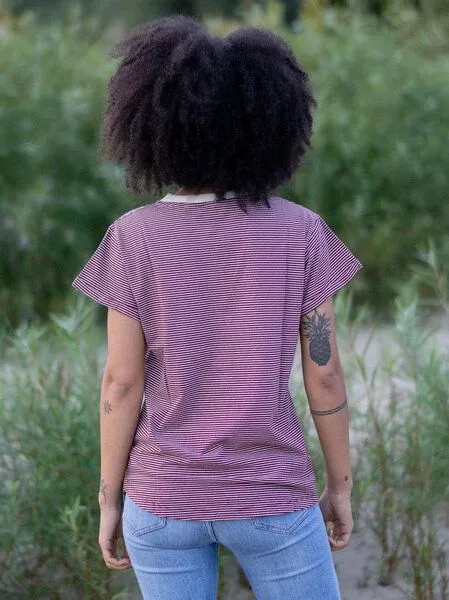 FUXBAU FUXBAU Frauen Streifenshirt - creme grün, bordeaux, blau oder senf, Rot, – Produktbild 4 von 4