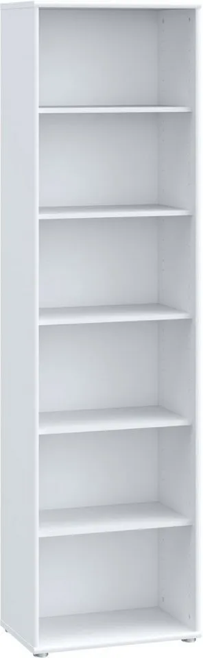 FORTE Regal Tempra, Mehrzweckregal schmal, Höhe 197,5 cm, 5 Ablageböden, Höhe ca. 197,5 cm, Weiß, – Produktbild 2 von 4