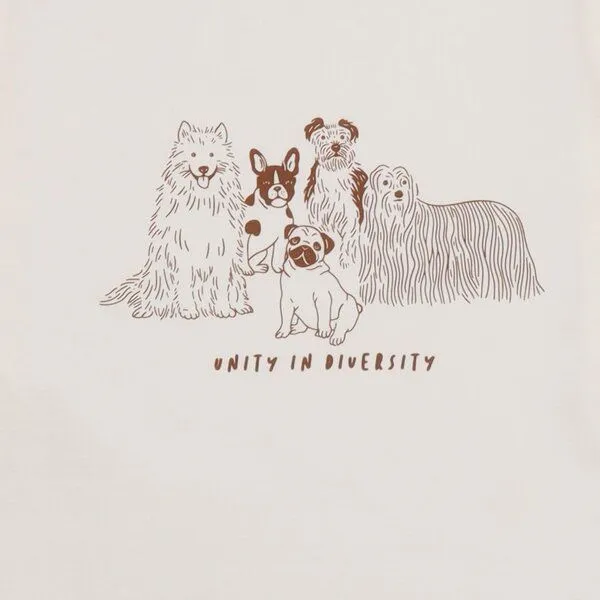 Walkiddy Walkiddy Kinder Langarmshirt GOTS-zertifiziert aus Bio-Baumwolle creme mit Hunde-Motiv, Weiß, – Produktbild 2 von 3