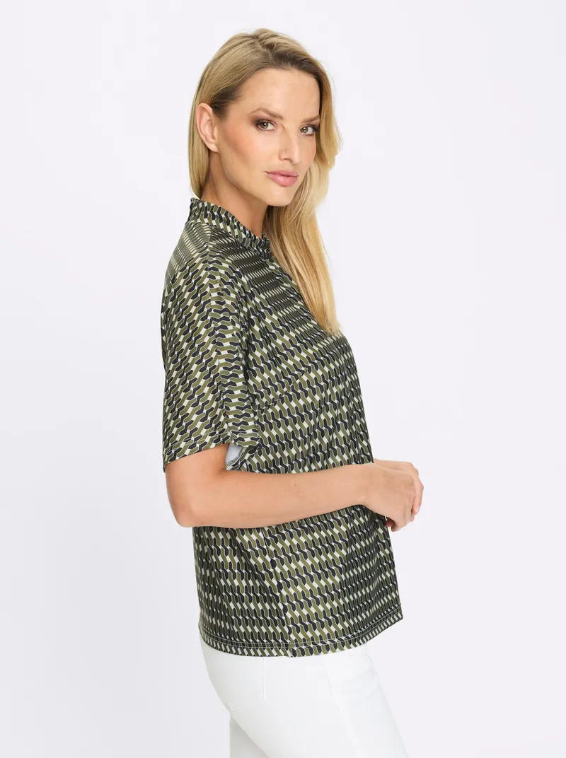 heine Blusenshirt oliv-schwarz-bedruckt, Oliv-schwarz-bedruckt, – Produktbild 2 von 2