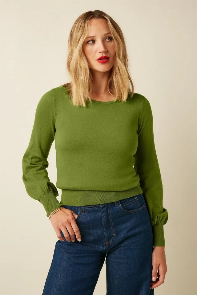 king louie king louie Langarmshirt - Bell Top Club - Modisches Strickshirt mit Rundhals aus Baumwolle für, Grün, – Produktbild 2 von 5