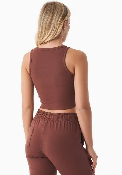 ORGANICATION ORGANICATION SONNIA | Cropped Rib Top aus Bio-Baumwolle, Coffee brown, – Produktbild 4 von 4