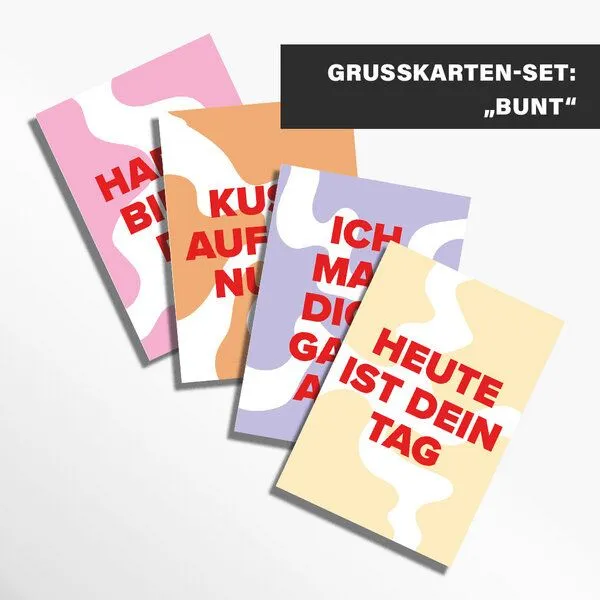DEINE ZWEISAMKEIT DEINE ZWEISAMKEIT GRUSSKARTEN-SET "BUNT" | FARBENFROHE GRUSSKARTEN FÜR BESONDERE BOTSCHAFTEN – Produktbild 1 von 2