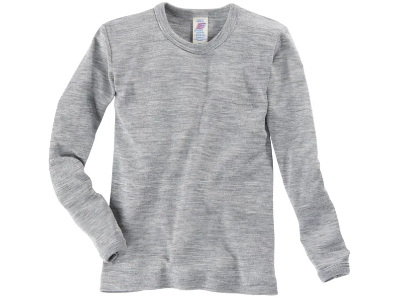 Engel natur Engel Natur Kinder Langarmshirt Unterhemd Wolle Seide grau-melange Gr.92, Grau, – Produktbild 1 von 2