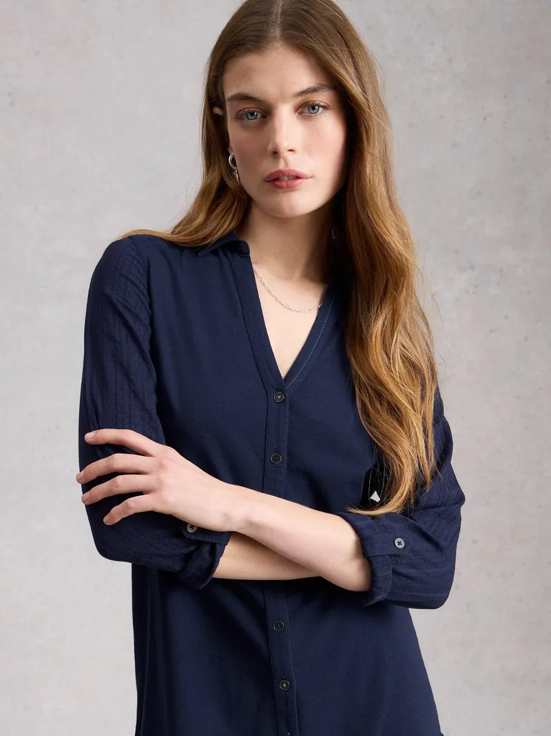White Stuff Bluse Annie aus Material-Mix - 50, Marineblau, – Produktbild 3 von 4