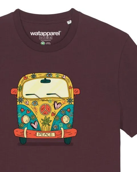 watapparel watapparel T-Shirt Unisex Hippies Bus, Red brown, – Produktbild 3 von 4