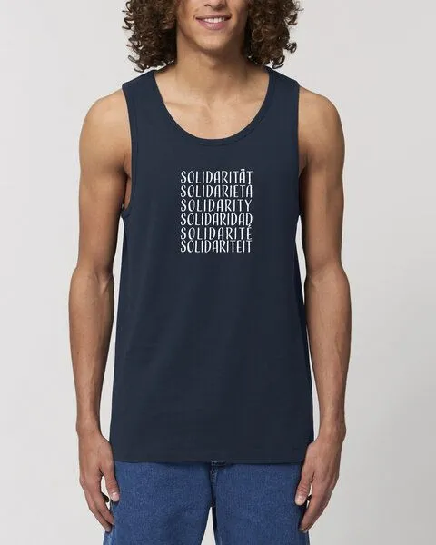 Human Family Human Family Herren Statement Tanktop aus Bio Baumwolle "Wake - Solidarity", Navy, – Produktbild 2 von 3