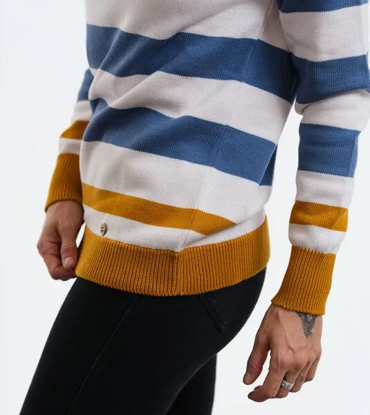Gary Mash GARY MASH Strickpullover Anoka aus Biobaumwolle, Blockstreifen (blau), – Produktbild 3 von 4