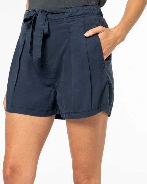 YTWOO YTWOO Damenshorts mit Paperbag Bund aus 100% nachhaltigen Lyocellfasern, Navy, – Produktbild 1 von 4