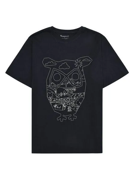 KnowledgeCotton Apparel KnowledgeCotton Apparel T-Shirt mit Front-Print aus Bio-Baumwolle, Blau-night-sky, – Produktbild 1 von 1