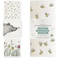 LIGARTI Schwammtücher 3er-Set »Bienen und Blümchen« von LIGARTI | wiederverwendbar | kompostierbar | Naturschwammtücher – Produktbild 1 von 1