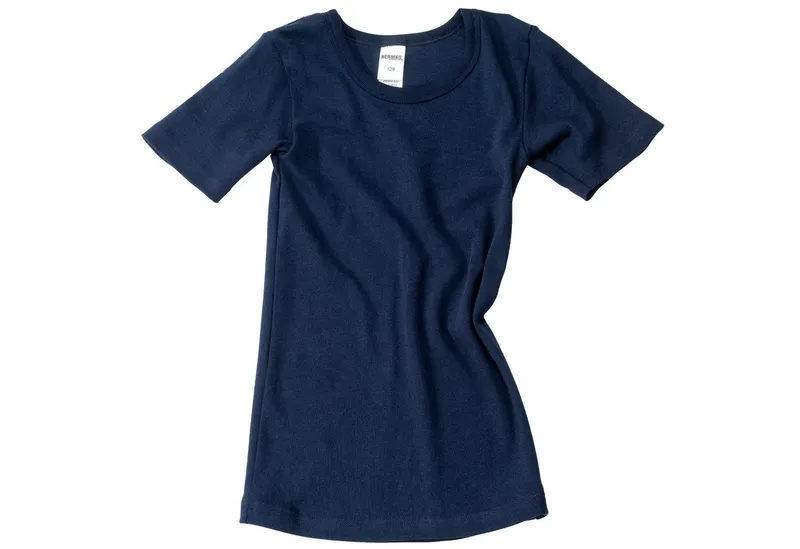 HERMKO Unterziehshirt 2810 100 % Bio-Baumwolle, Jungen & Mädchen, kurzarm, Feinripp, Blau, – Produktbild 1 von 1