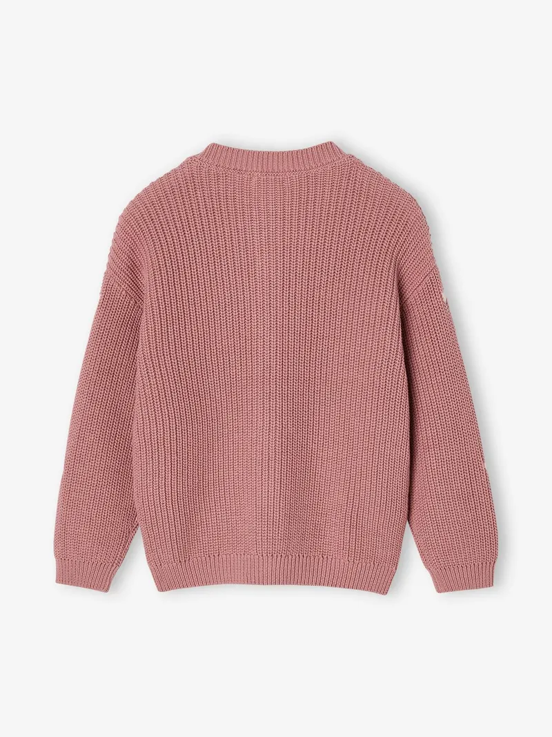 Vertbaudet Mädchen Strickjacke mit kleinen Stickereien, Altrosa herzen, – Produktbild 2 von 3