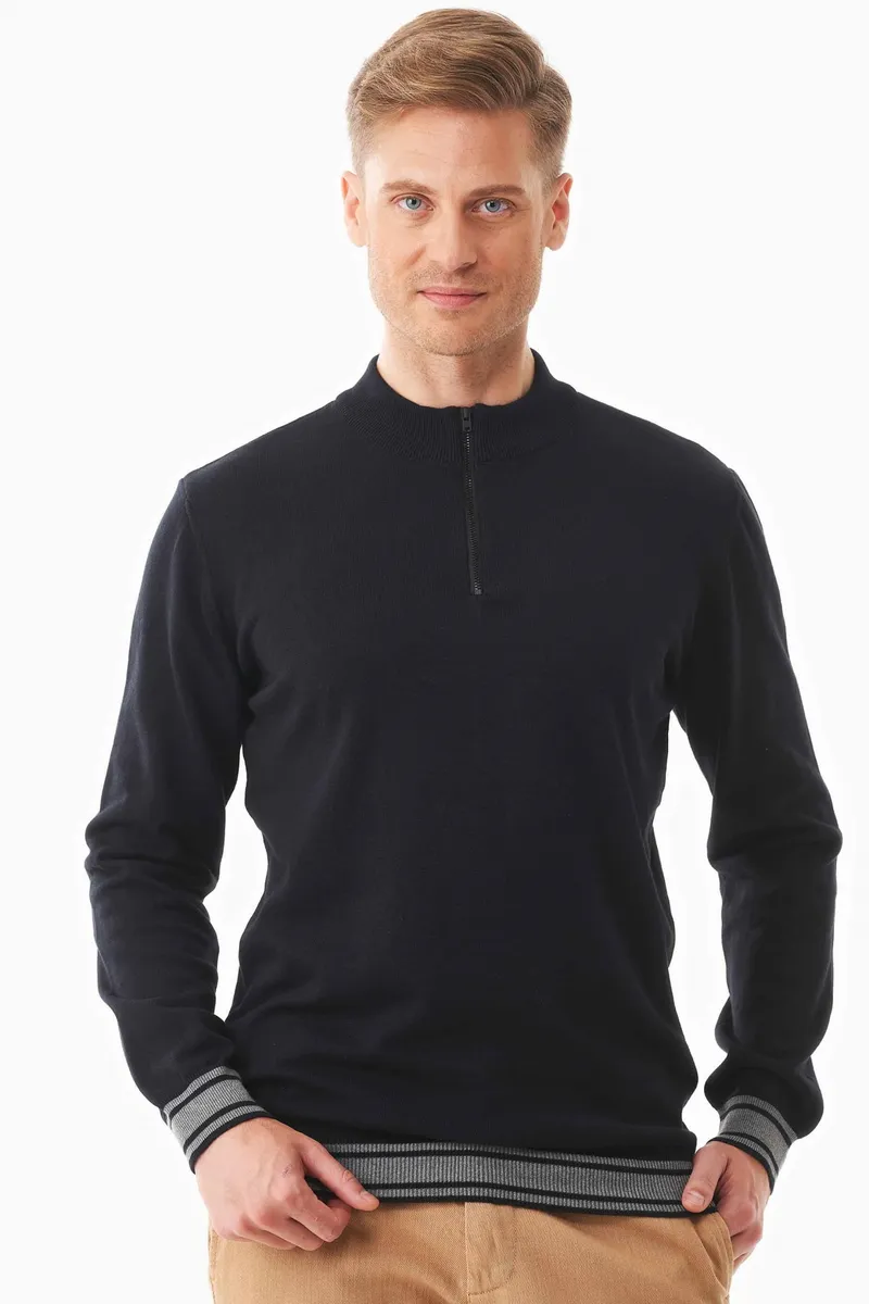 ORGANICATION ORGANICATION Herren vegan Pullover Troyer Kragen Biologisch Baumwolle Schwarz, Schwarz, – Produktbild 2 von 2