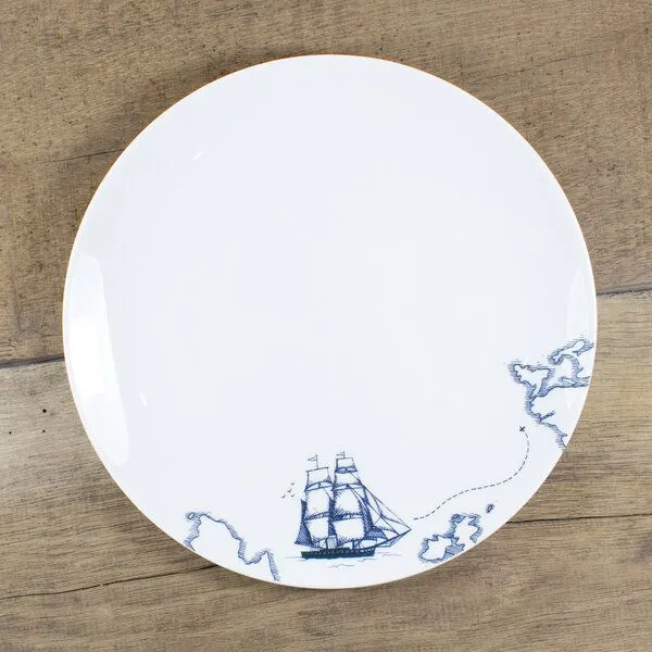 Bow & Hummingbird Bow & Hummingbird Porzellanteller Segelschiff – Produktbild 1 von 3