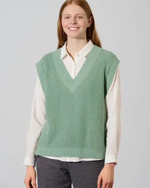 HempAge HempAge Modischer Pullunder Hanf/Biobaumwolle, Menta(grün), – Produktbild 2 von 4