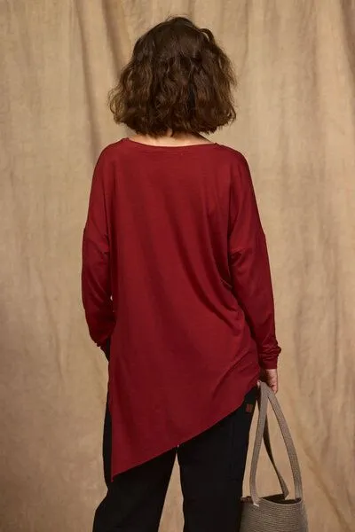 KOKOworld KOKOworld Longsleeve-Bluse Seki aus EcoVero-Viskose, Terracotta (braun), – Produktbild 2 von 4