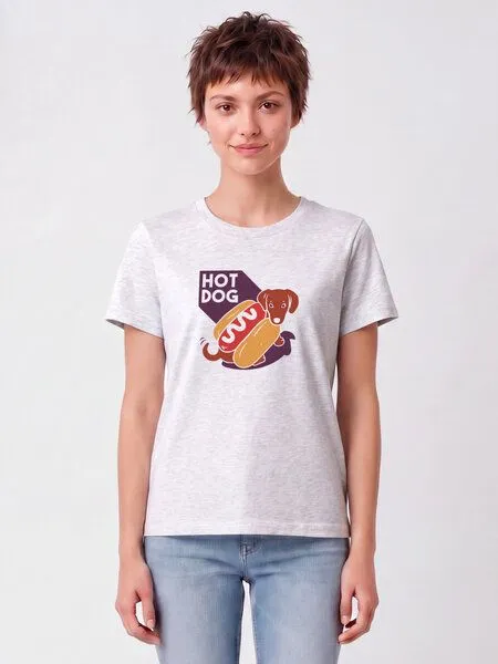 watapparel watapparel T-Shirt Frauen Hot Dog, Cool heather grey, – Produktbild 2 von 2
