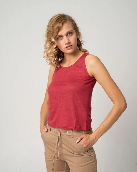 Alma & Lovis Alma & Lovis Leinentop aus Leinen-Jersey | Linen Top, Rot, – Produktbild 3 von 3