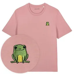 LIGARTI Besticktes T-Shirt – Nils der Frosch – LIGARTI Tiermanufaktur – Produktbild 1 von 1