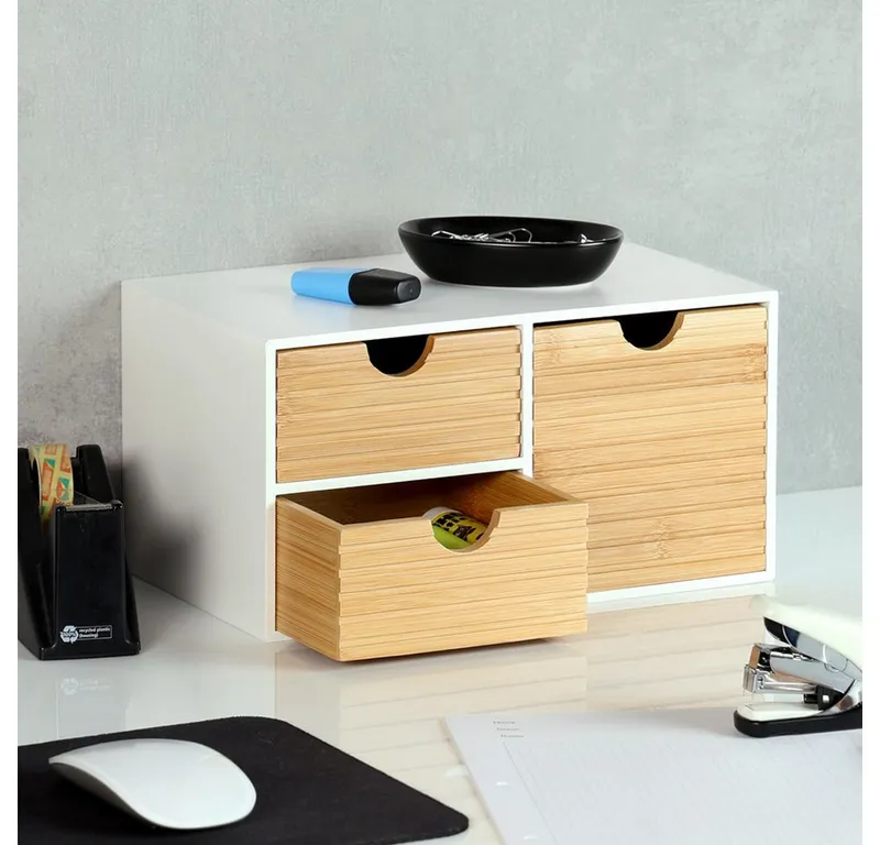 Kesper Kesper Organizer Küchenregal, Aufbewahrungsbox, FSC®-zertifiziert (1 St), Mini-Kommode mit 3 Schubladen, Weiß, – Produktbild 3 von 5
