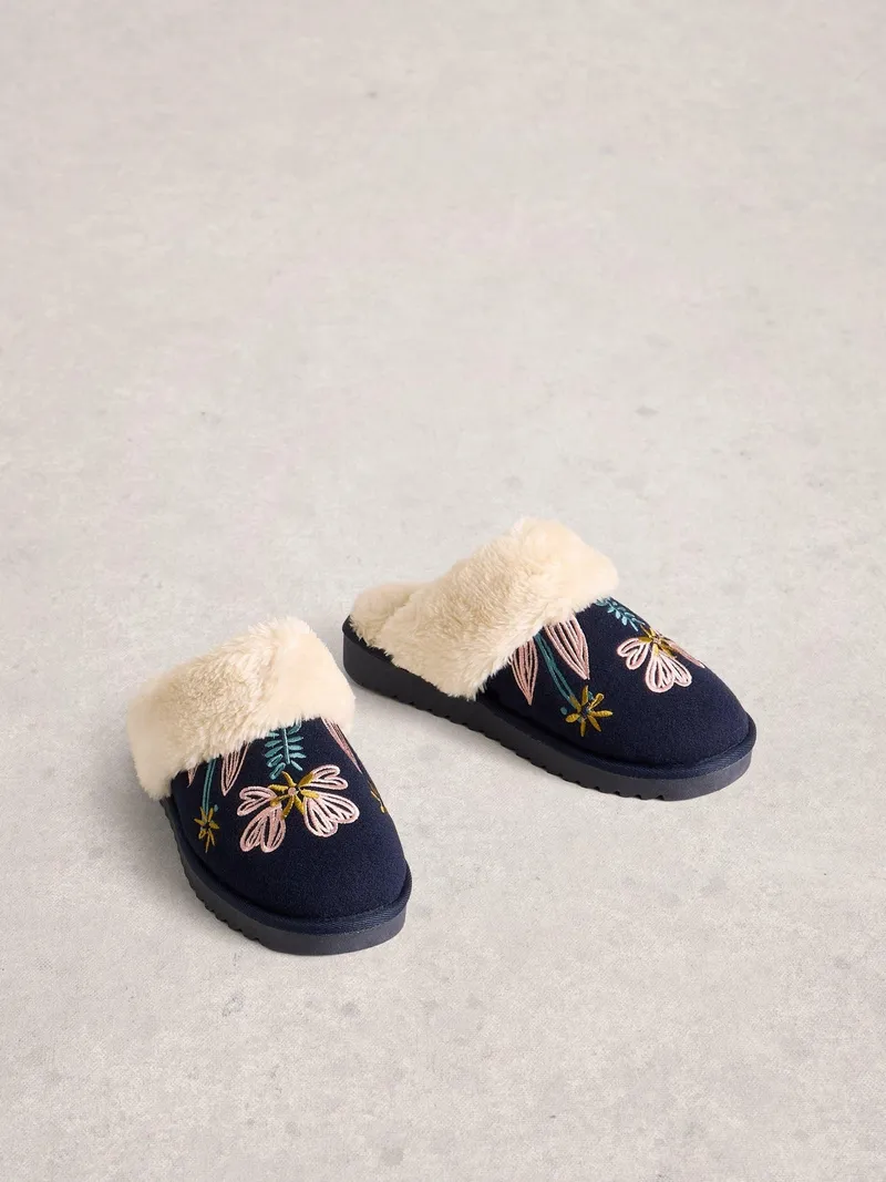 White Stuff Pantoletten mit floralem Motiv - S, Dunkelmarine, – Produktbild 2 von 4