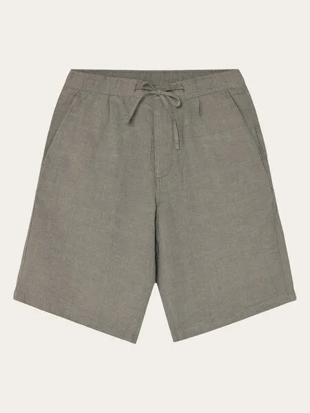KnowledgeCotton Apparel KnowledgeCotton Apparel Leinenshorts - Loose linen shorts - VEGAN - aus Bio-Leinen, Grün (twill yarndyed), – Produktbild 1 von 2