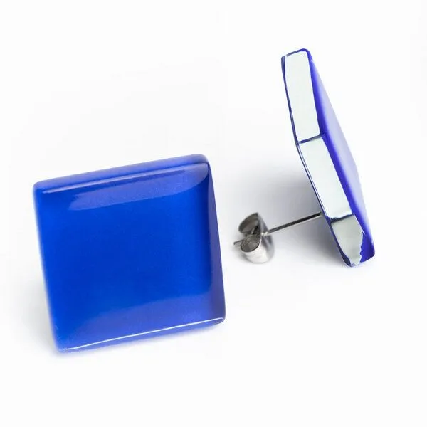ALEXASCHA ALEXASCHA Auffällige Statement Ohrringe aus Glas | PUREFORM, Saphirblau, – Produktbild 2 von 4