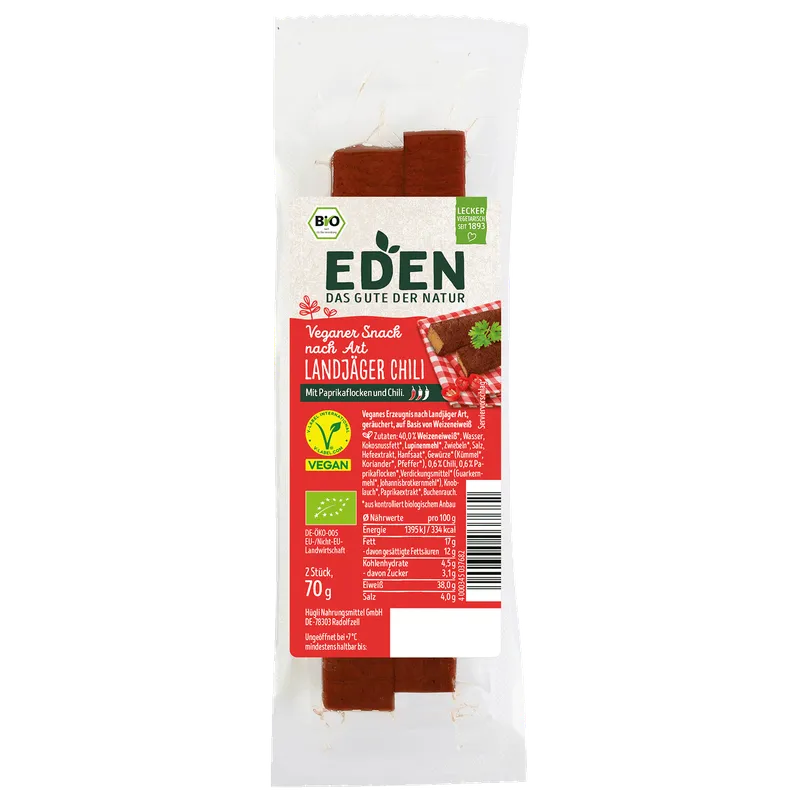 Eden Eden Veganer Snack Landjäger-Art Chili – Produktbild 1 von 2