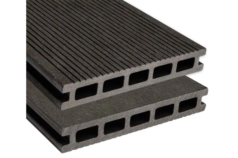 woodstore24 BPC Hohlkammerdiele WoodoElba, 22 x 140 mm, 4 m lang, geriffelt / glatt, anthrazit, beidseitig begehbar – Produktbild 1 von 1