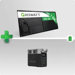 EcoFlow PV Set - 100Wp Balkonkraftwerk Mit EcoFlow DELTA 2 Powerstation + 100W Flexibles Solarmodul – Produktbild 1 von 1
