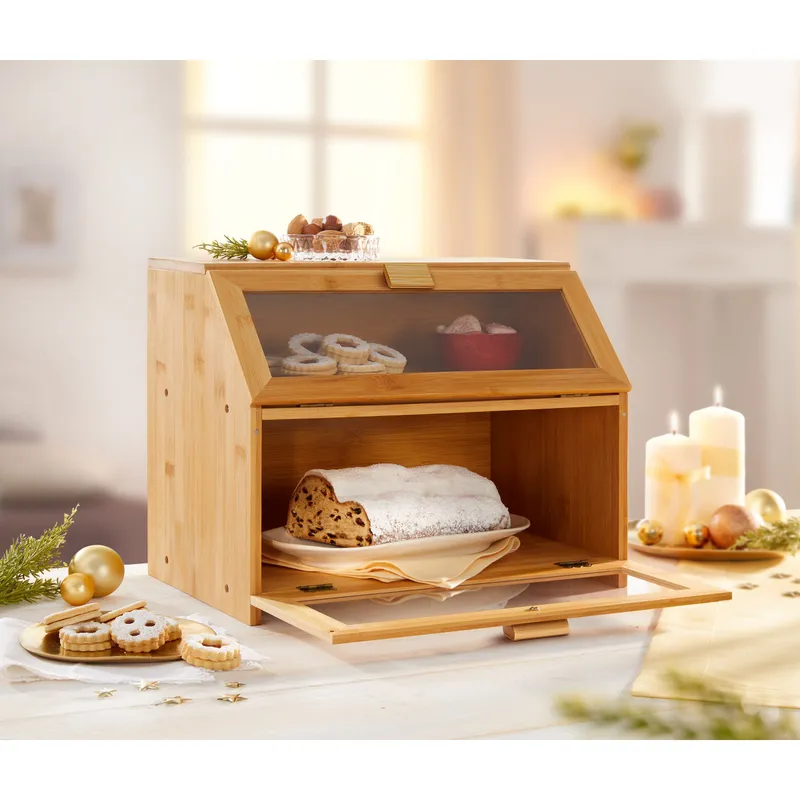 genialo genialo Brotkasten mit 2 Fächern, Holz, Braun, – Produktbild 3 von 3